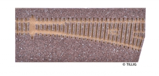 TILLIG 86331 - TT Gleisbettung Modellgleis dunkel (braun) für einfache rechte Weiche (EW 2 83331 15°)